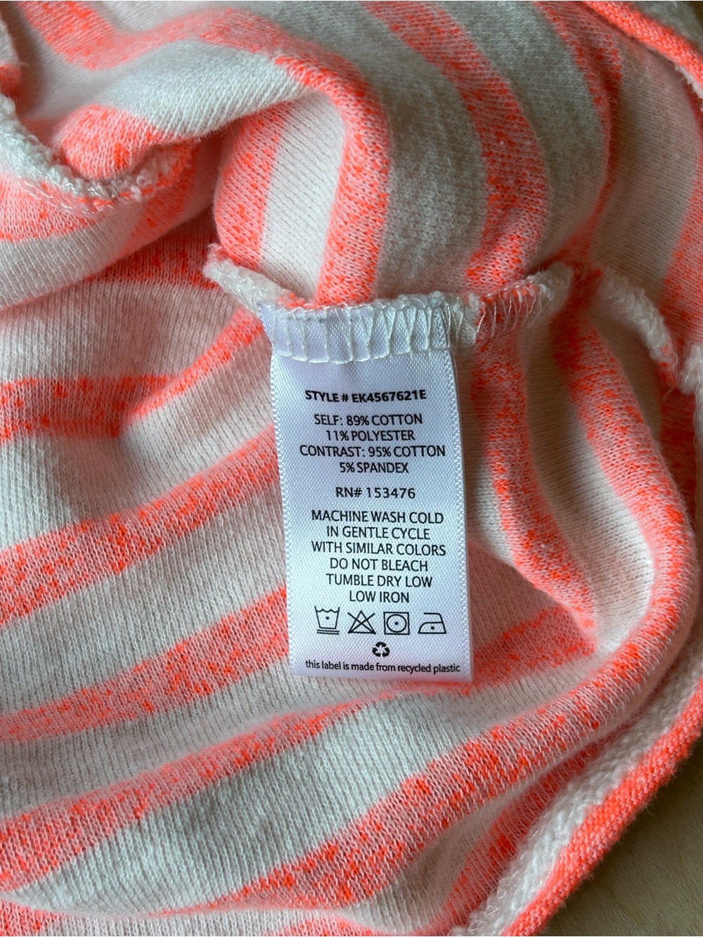 Evereve Women’s Noah Stripe Sweatshirt Neon Coral/Cream Oversized Size Medium - Picture 13 of 15